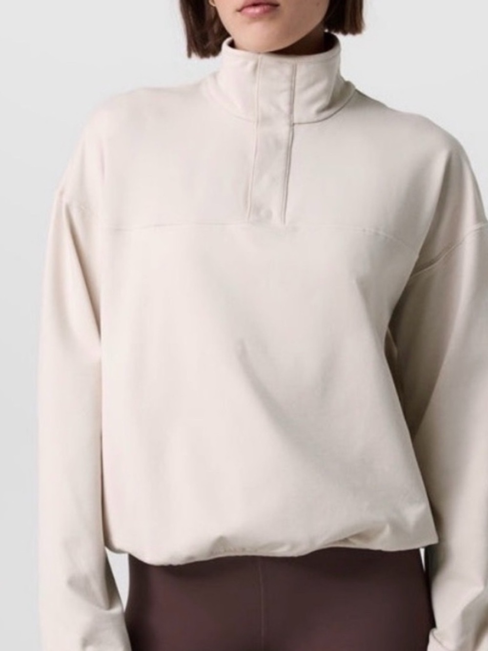 NWT Vuori Granite Snap Mock in Milkweed